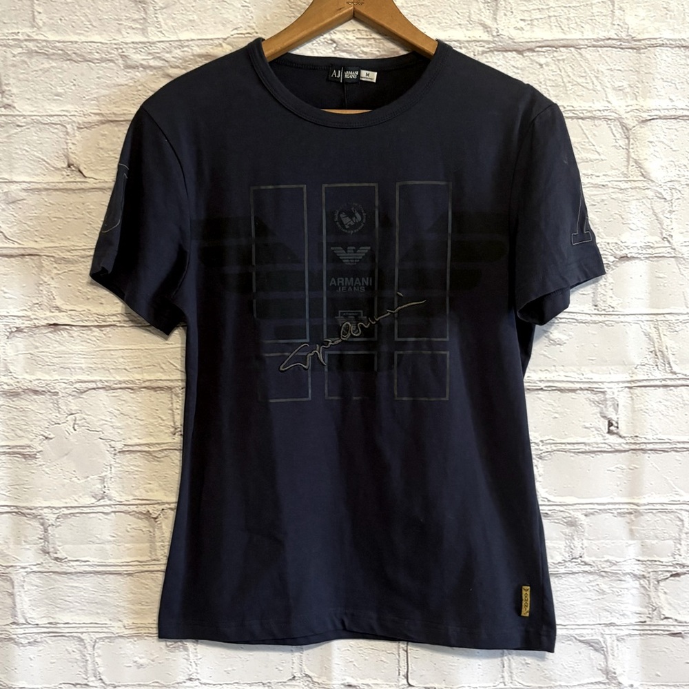 NWT Armani Jeans Navy Blue Print T-shirt